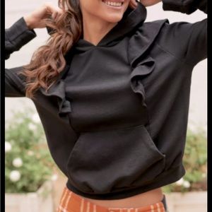 NWT T.La (Anthropologie) black ruffled pullover hoodie